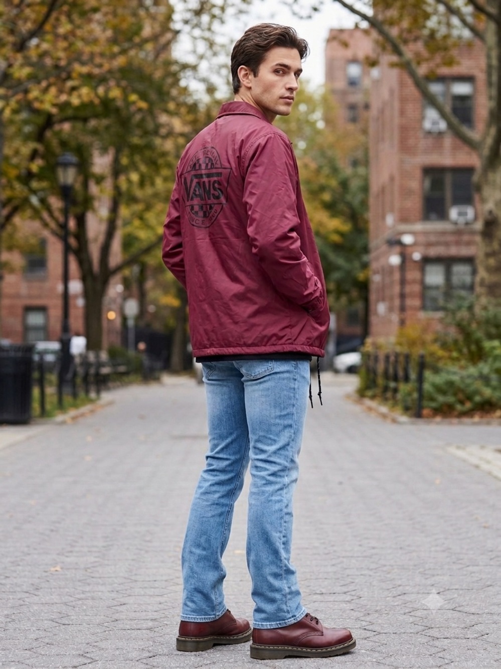 Vans Men’s Burgundy Snap-Front Coach Jacket